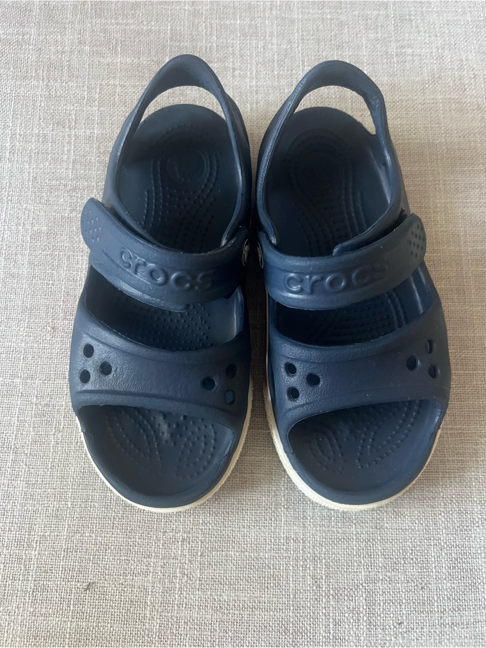 Crocs Navy Blue velcro Sandals, kids/boys 10, outdoors, playground school
